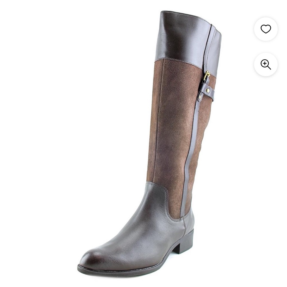 NEW $189 EASY SPIRIT | Domina Brown faux Leather Suede Riding Western Boots 6.5
